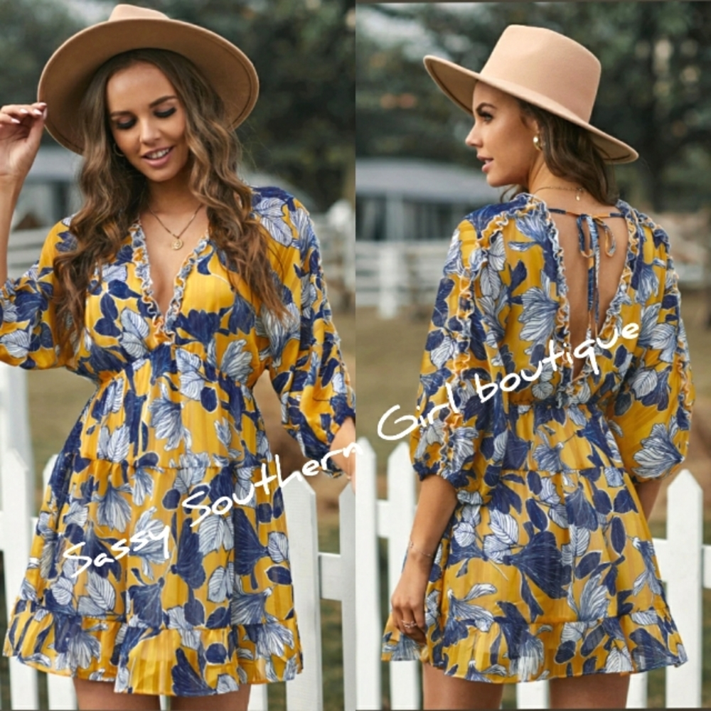 ⭐🆕Boho Yellow Floral ruffle mini